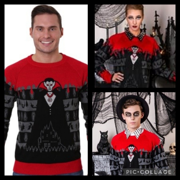 Fun.com Red & Black Vampire Sweater Size 2X - Picture 1 of 9